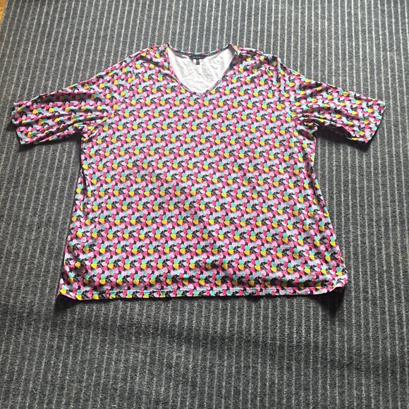 Ulla Popken top size 32/34 Women's Tunic Black with hearts 95% cotton - Picture 2 of 9